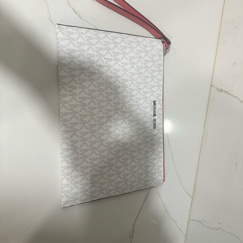 Michael Kors White and Pink Clutch with Sleek Design